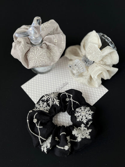 Original Snowflake Embroidered Hair Scrunchie