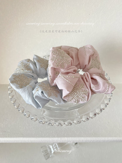 Original Snowflake Embroidered Hair Scrunchie