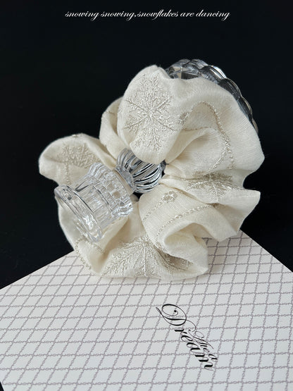 Original Snowflake Embroidered Hair Scrunchie