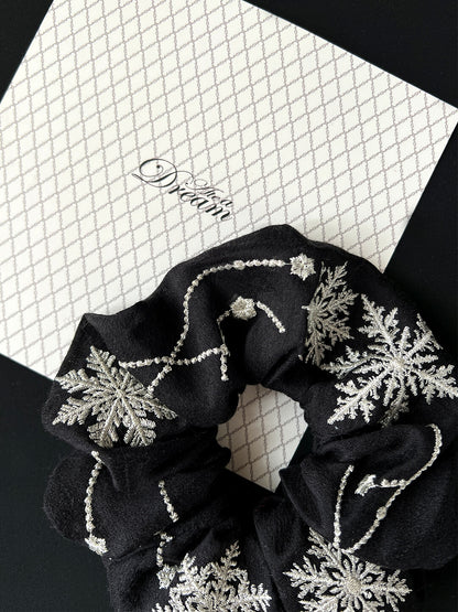 Original Snowflake Embroidered Hair Scrunchie