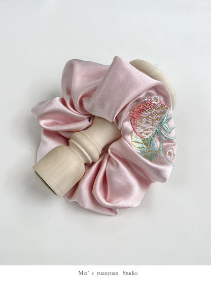 Original Strawberry Embroidered Hair Scrunchie