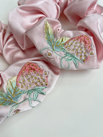 Original Strawberry Embroidered Hair Scrunchie