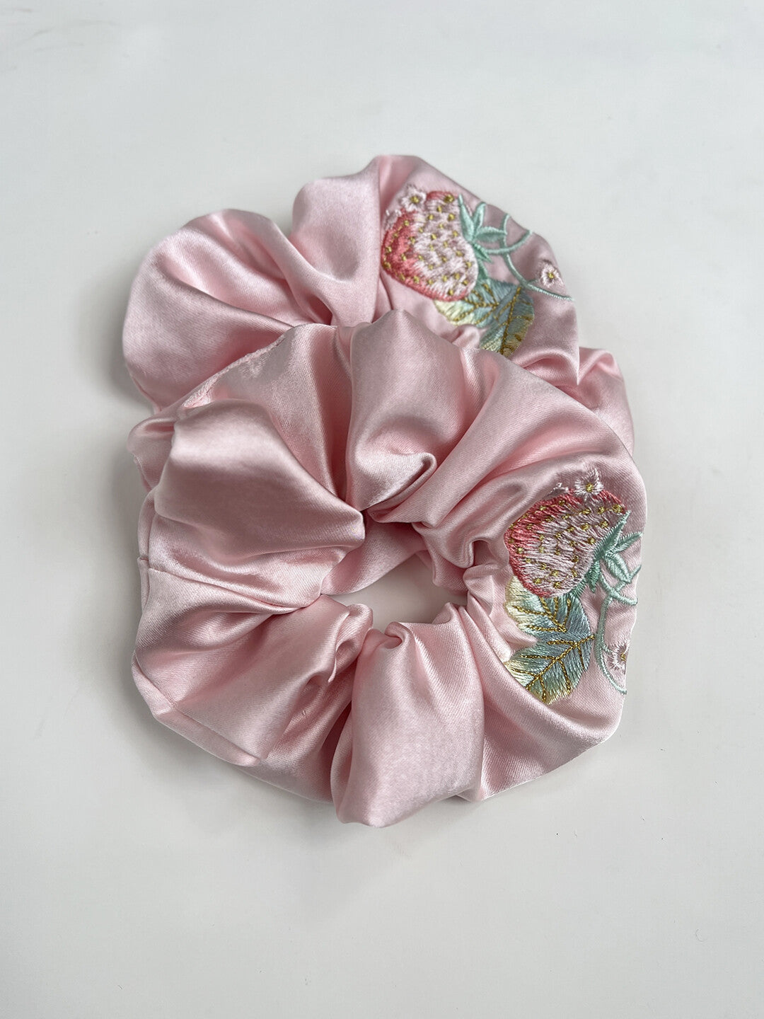Original Strawberry Embroidered Hair Scrunchie