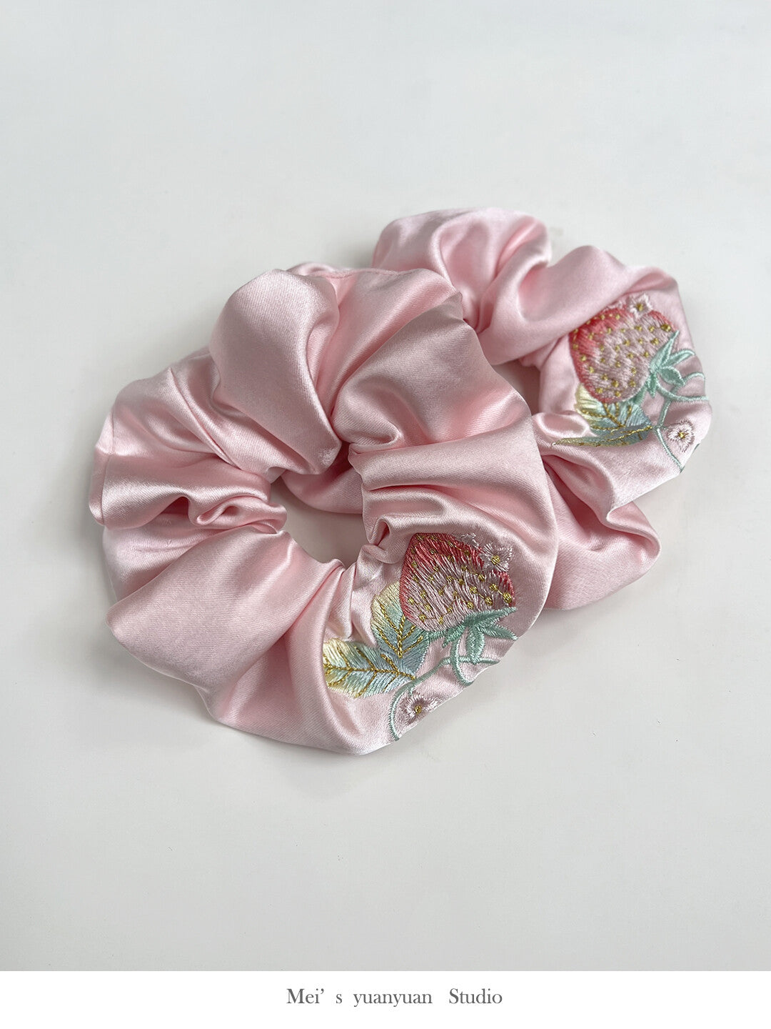 Original Strawberry Embroidered Hair Scrunchie