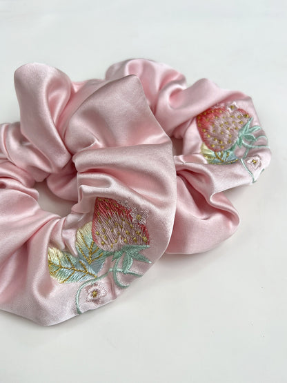 Original Strawberry Embroidered Hair Scrunchie