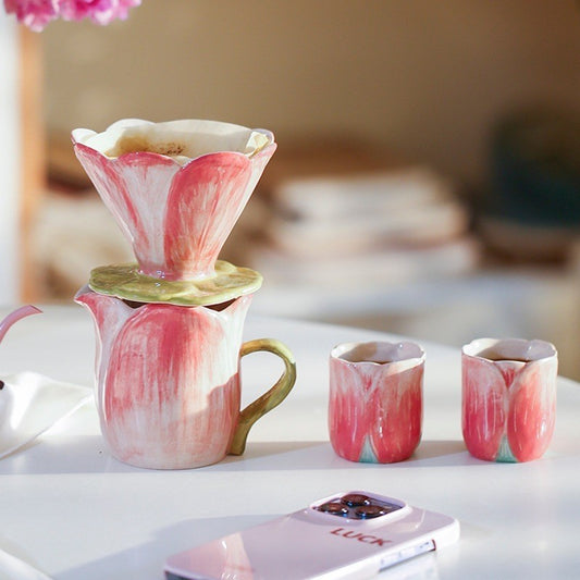 「 Original」Handmade Ceramic Flower Coffee Filter Set