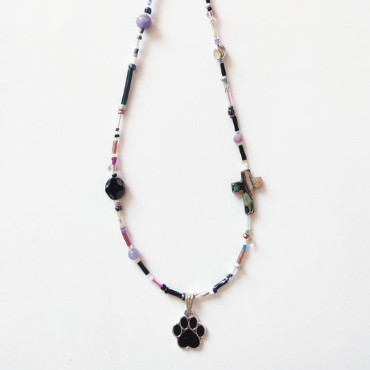 Paw Charm Beaded Necklace