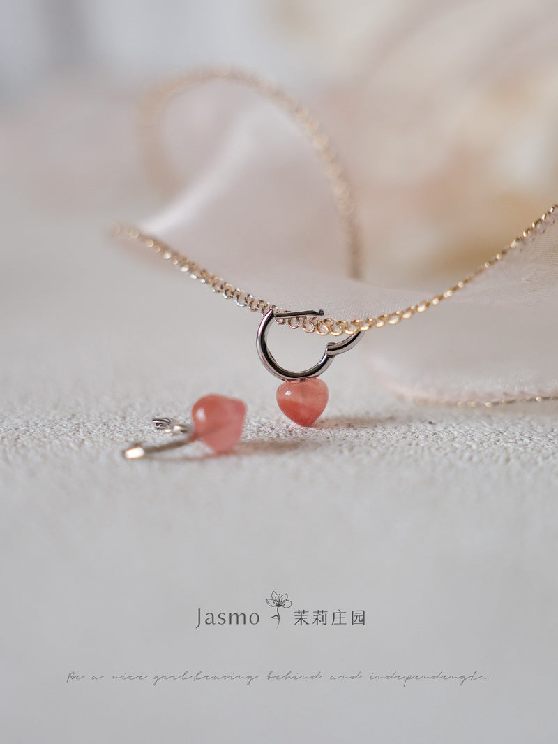 Peach Agate Huggies Earrings