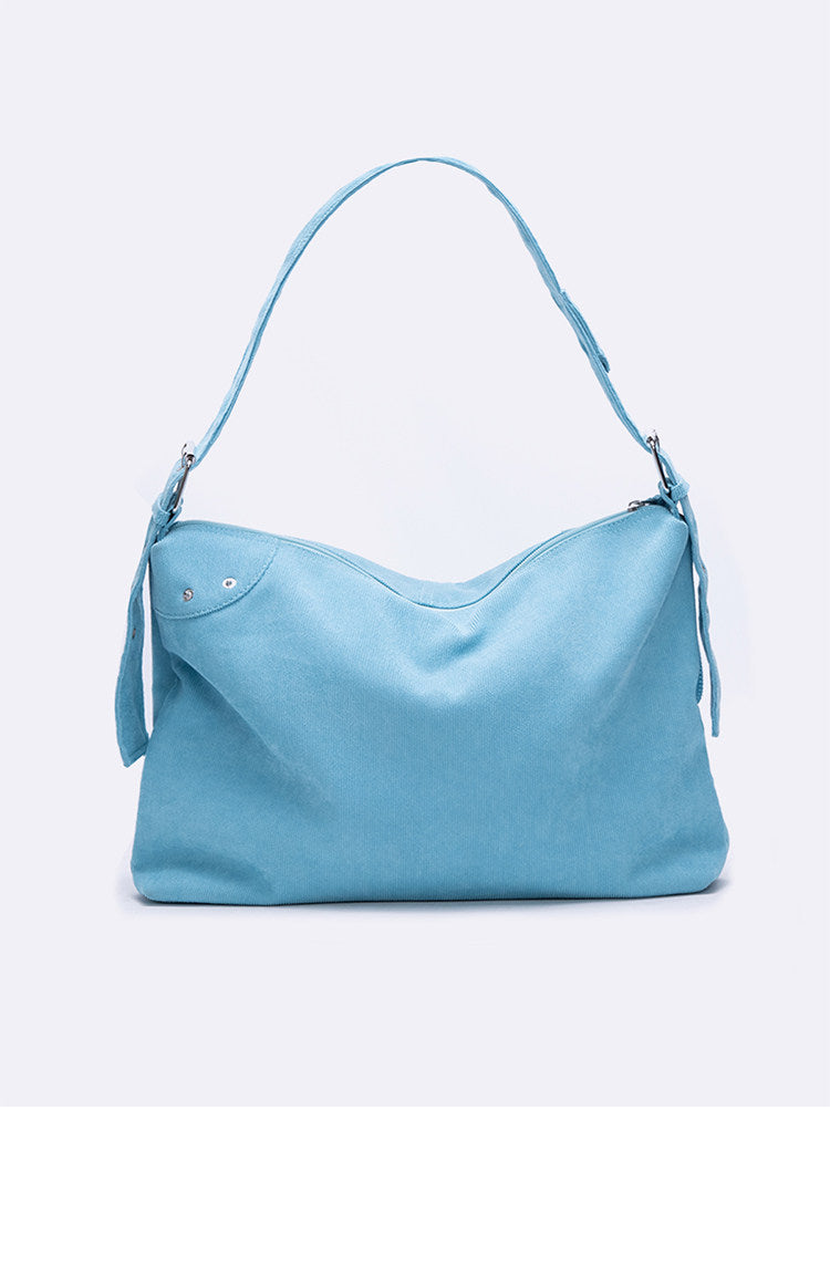 Peacock Blue Corduroy Pocket Shoulder Bag | Bag | Three Fleas