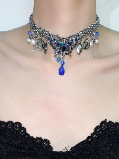 Peacock Butterfly Tassel Choker