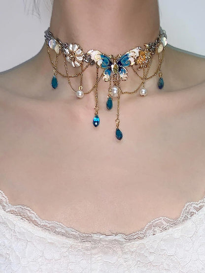 Peacock Butterfly Tassel Choker