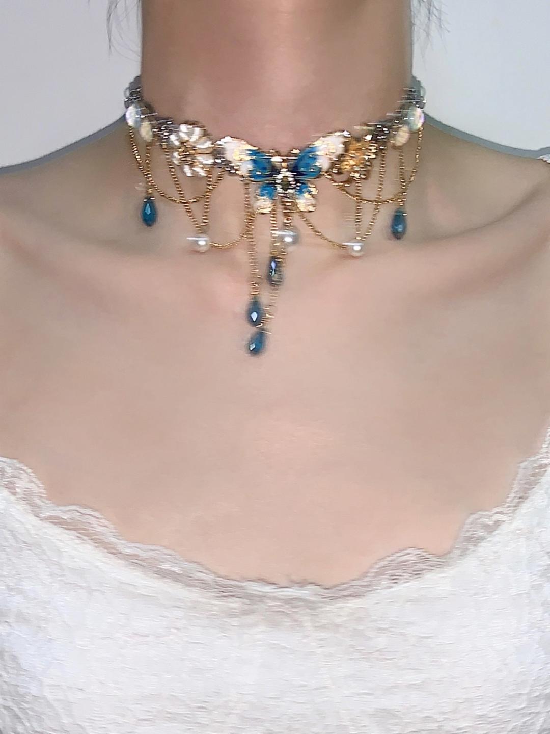 Peacock Butterfly Tassel Choker