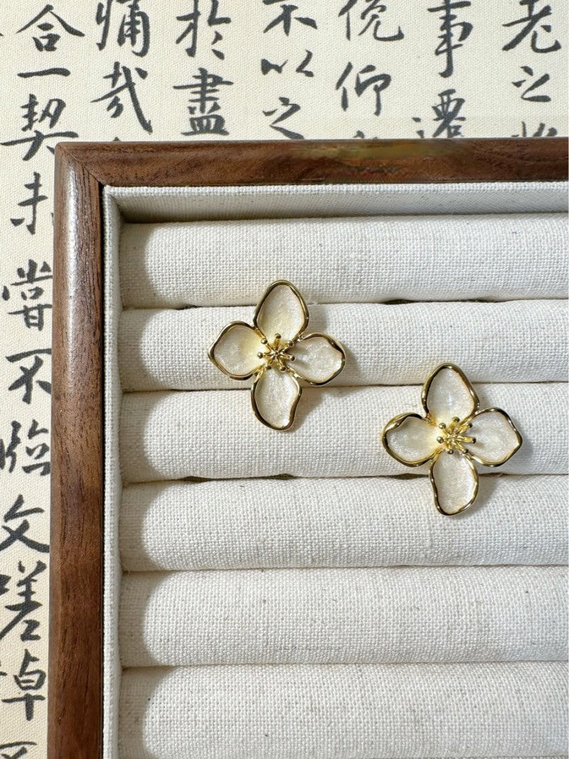 Pear Blossom Silver Stud Earrings