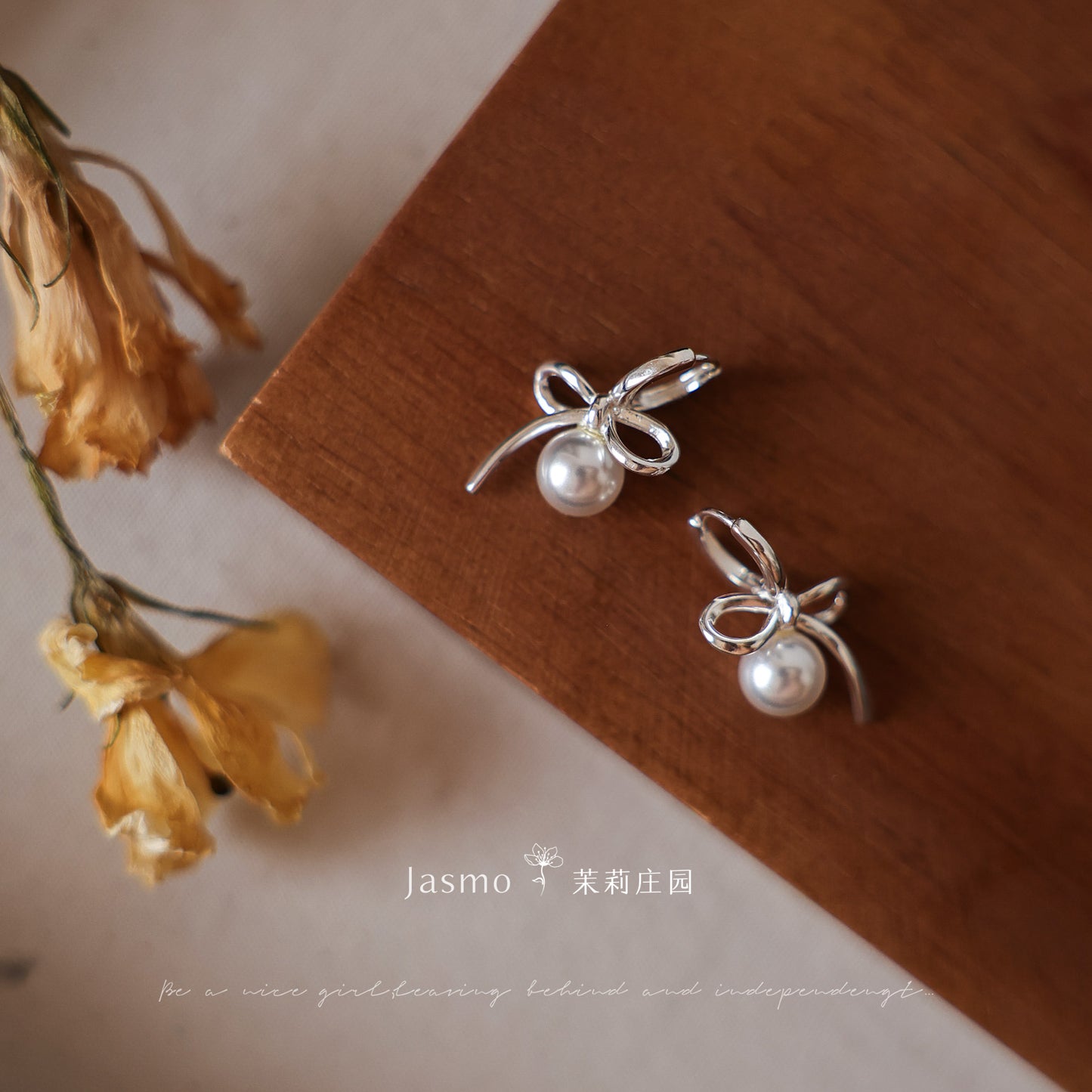 Pearl Black Onyx Bow Earrings