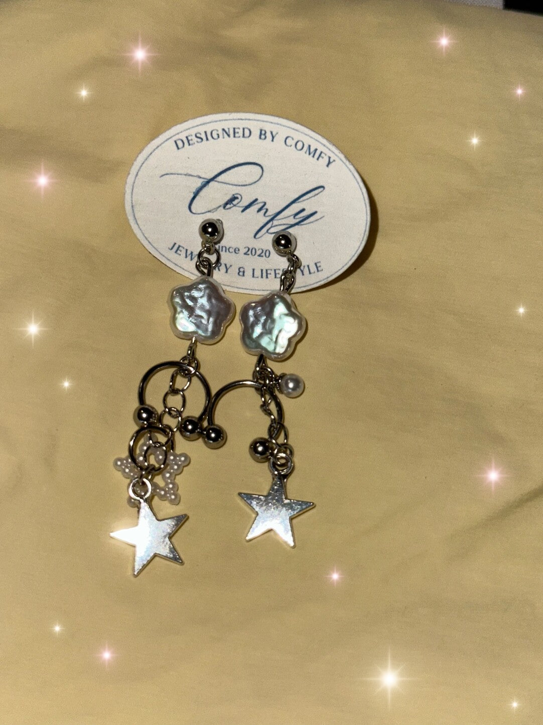 Pearl Star Drop Earrings