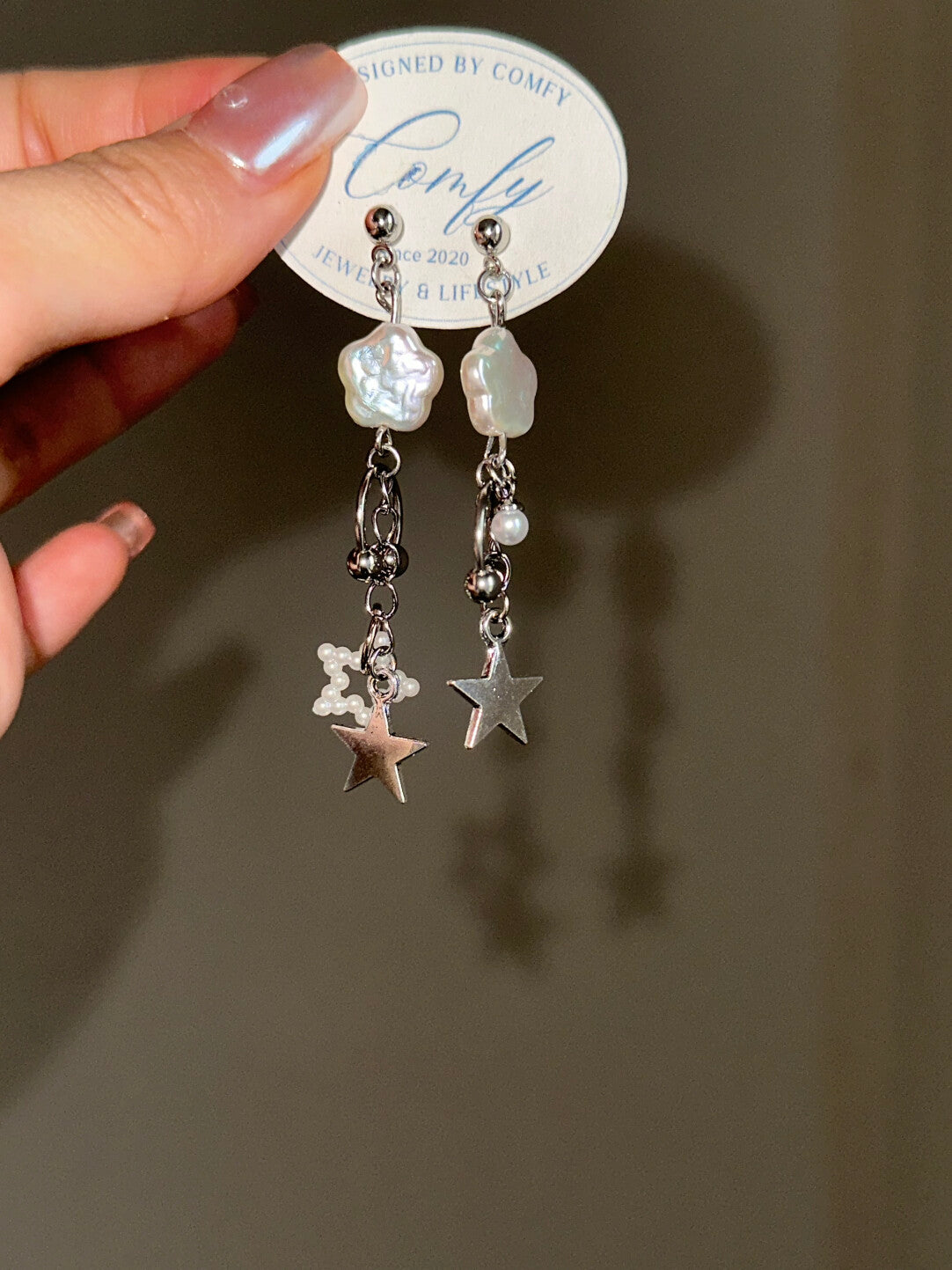 Pearl Star Drop Earrings