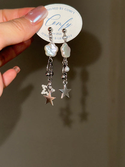 Pearl Star Drop Earrings