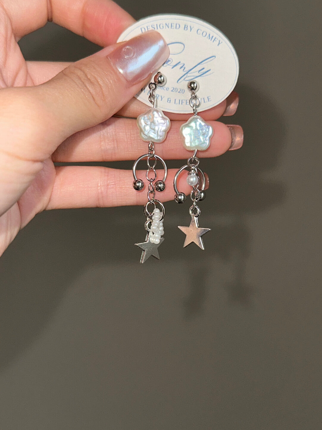 Pearl Star Drop Earrings