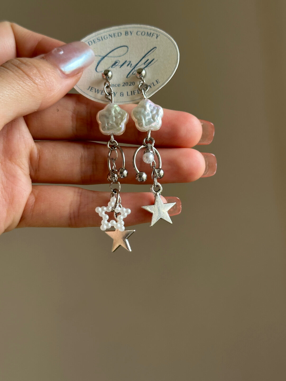 Pearl Star Drop Earrings