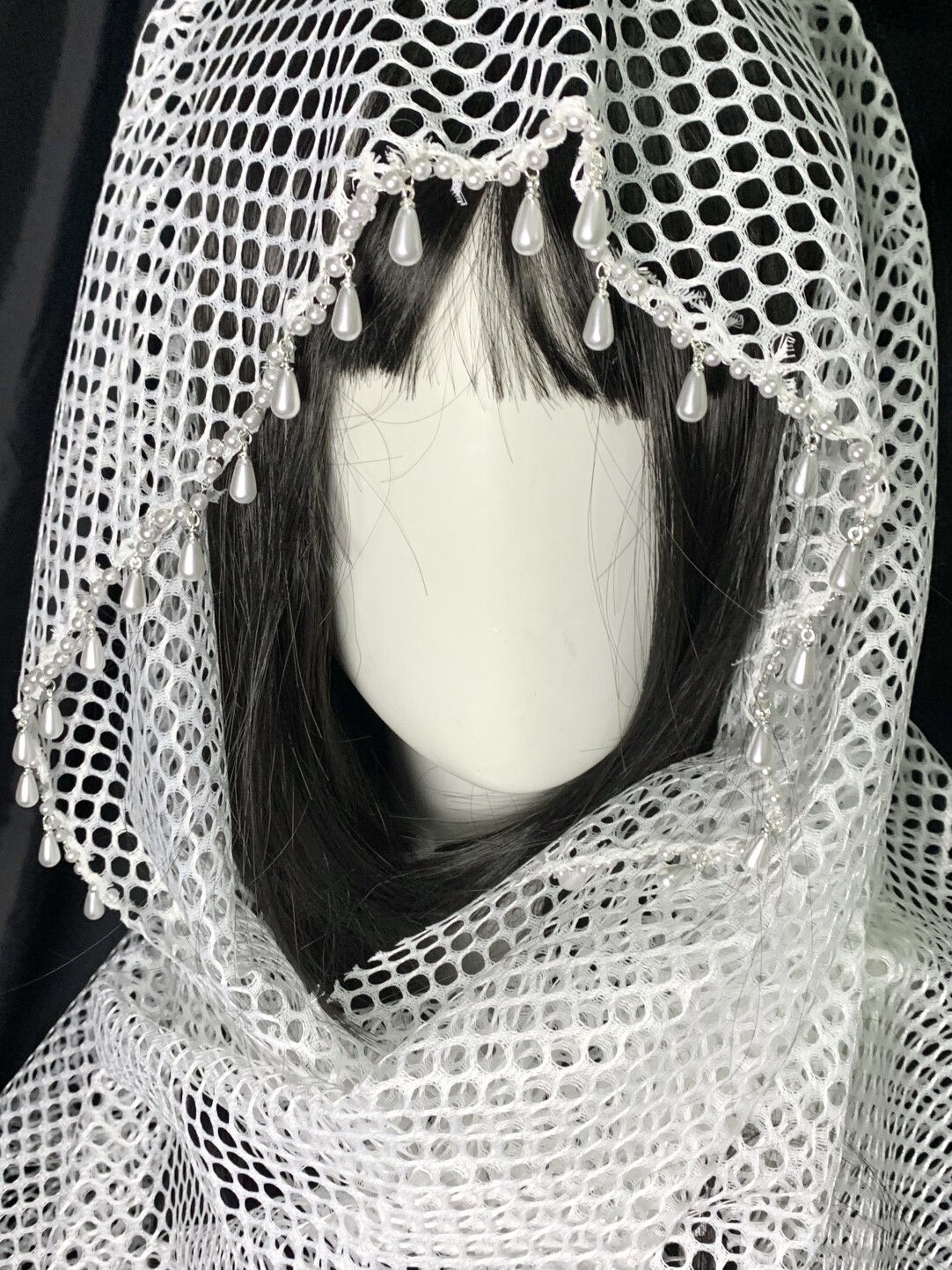 Pearl Tassel Mesh Scarf