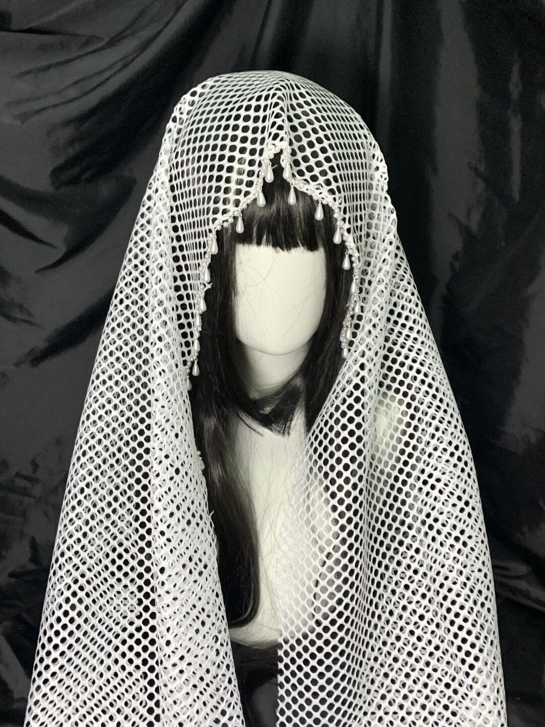 Pearl Tassel Mesh Scarf