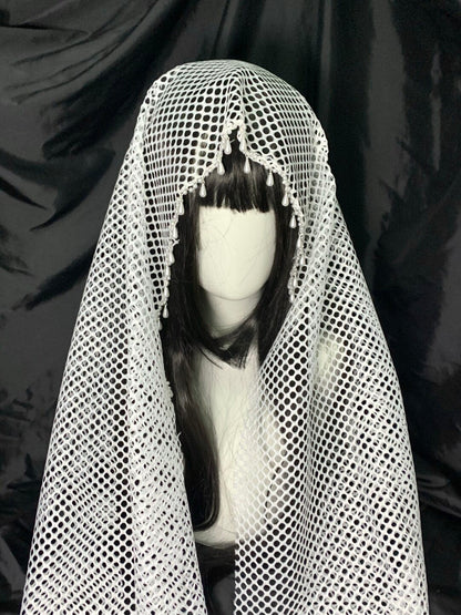 Pearl Tassel Mesh Scarf