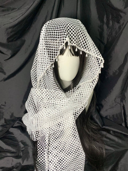 Pearl Tassel Mesh Scarf
