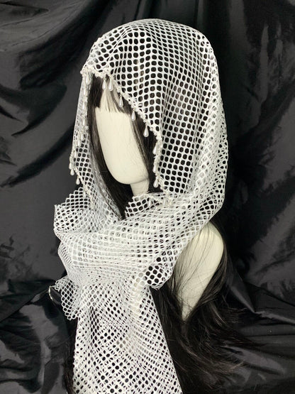 Pearl Tassel Mesh Scarf