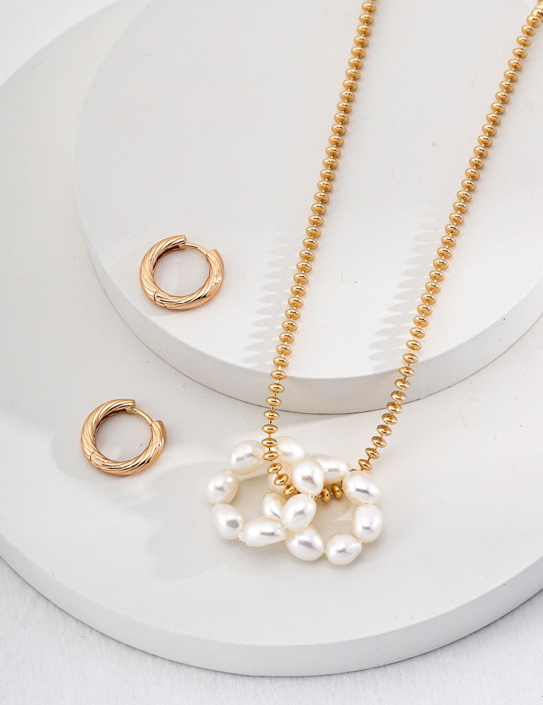 Pearl Twisted Small Drop Hoop Earrings