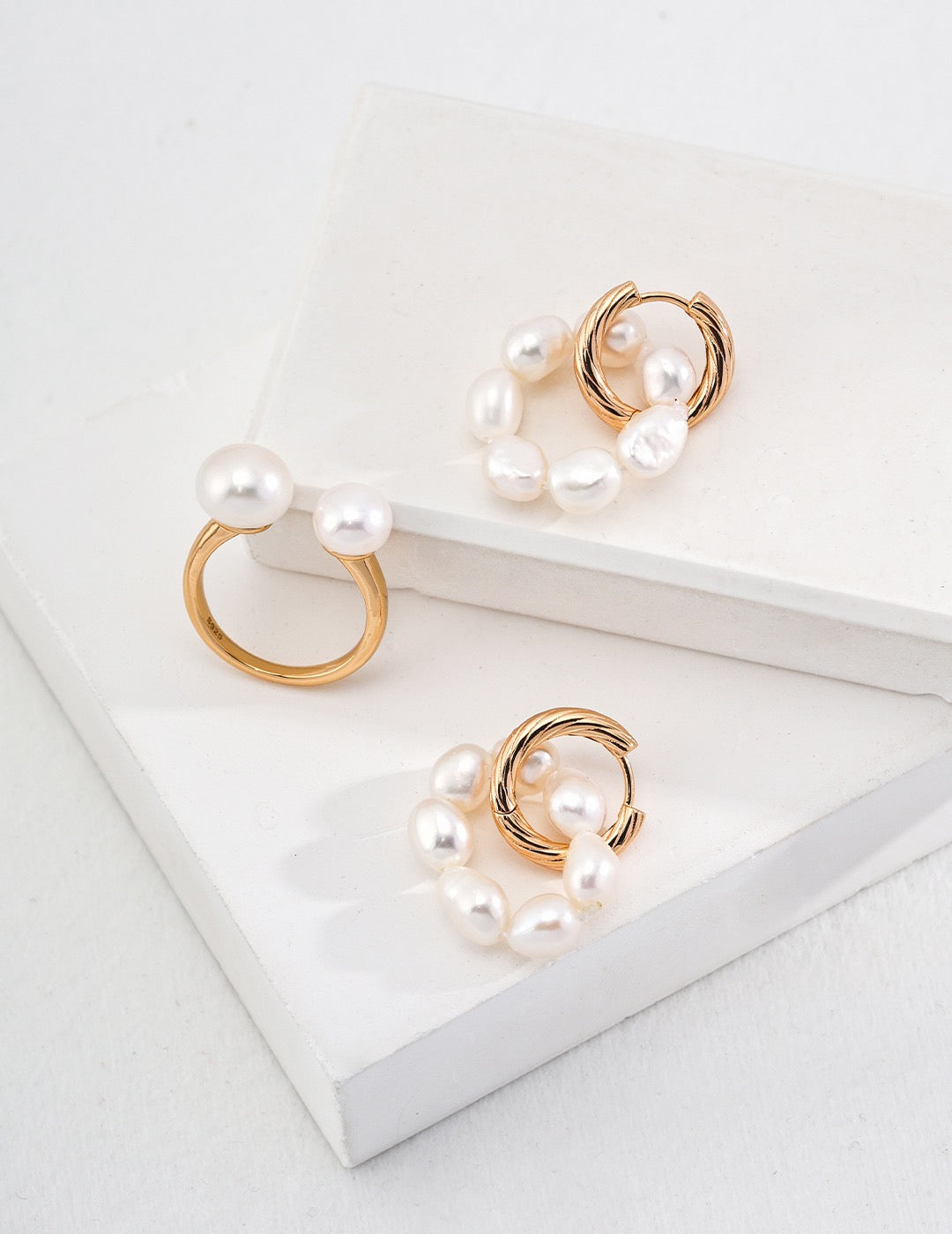 Pearl Twisted Small Drop Hoop Earrings