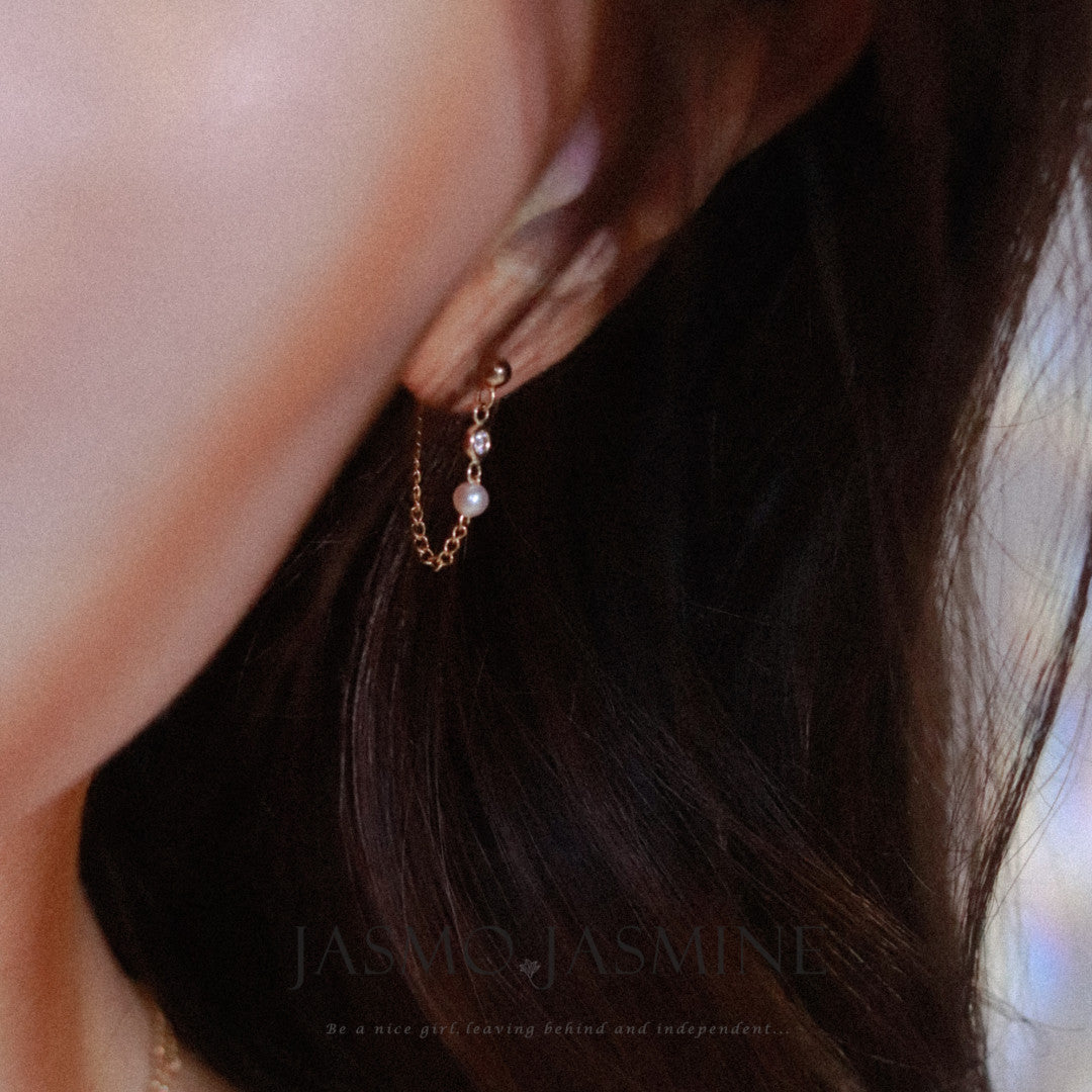 Pearl Zircon Dangle Earrings
