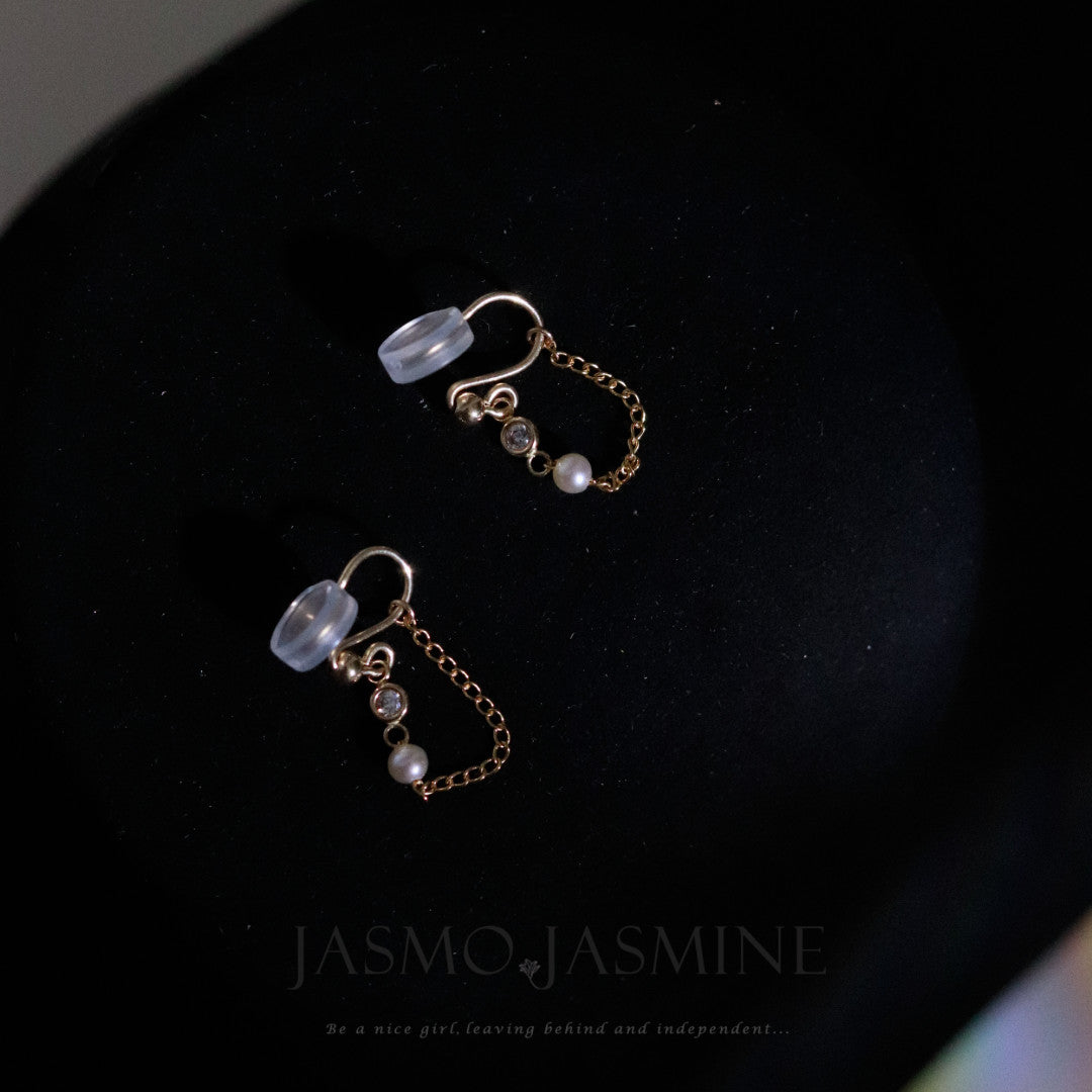 Pearl Zircon Dangle Earrings