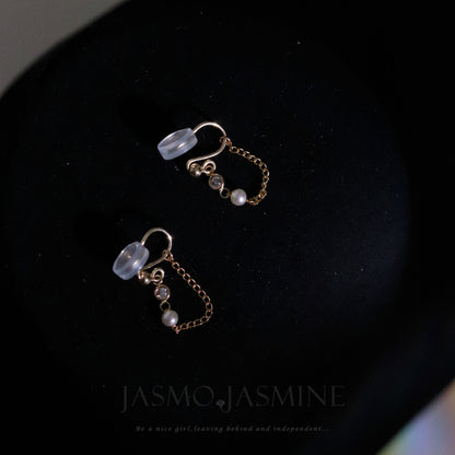 Pearl Zircon Dangle Earrings