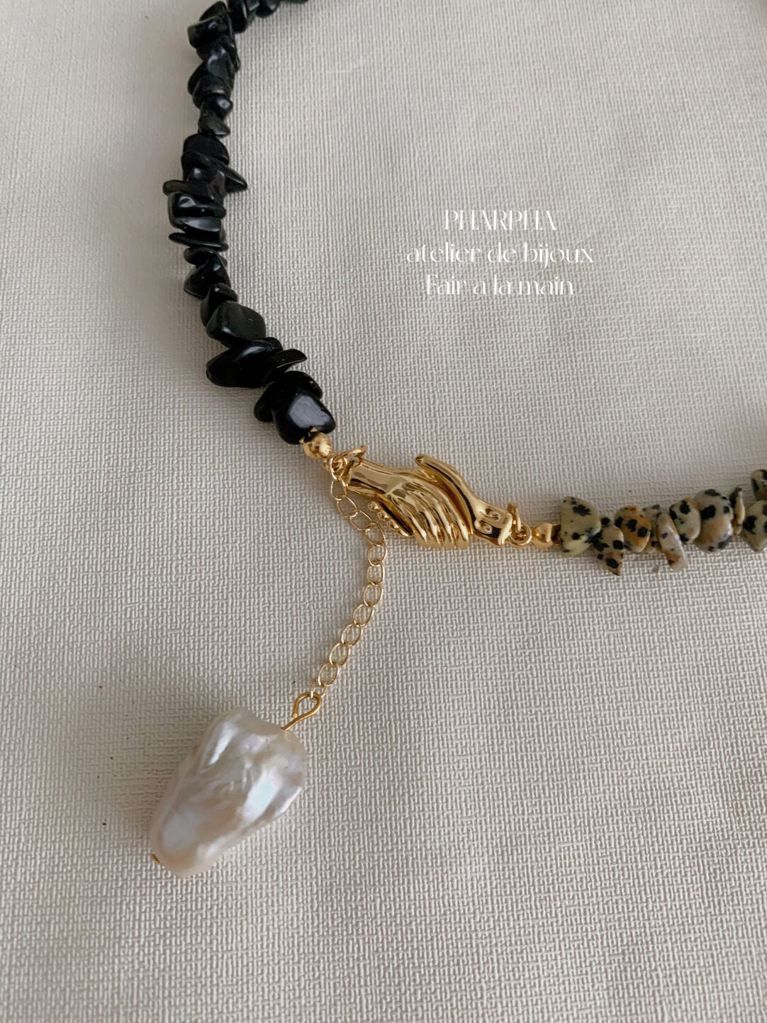 Pharpha Black Onyx Baroque Pearl Necklace