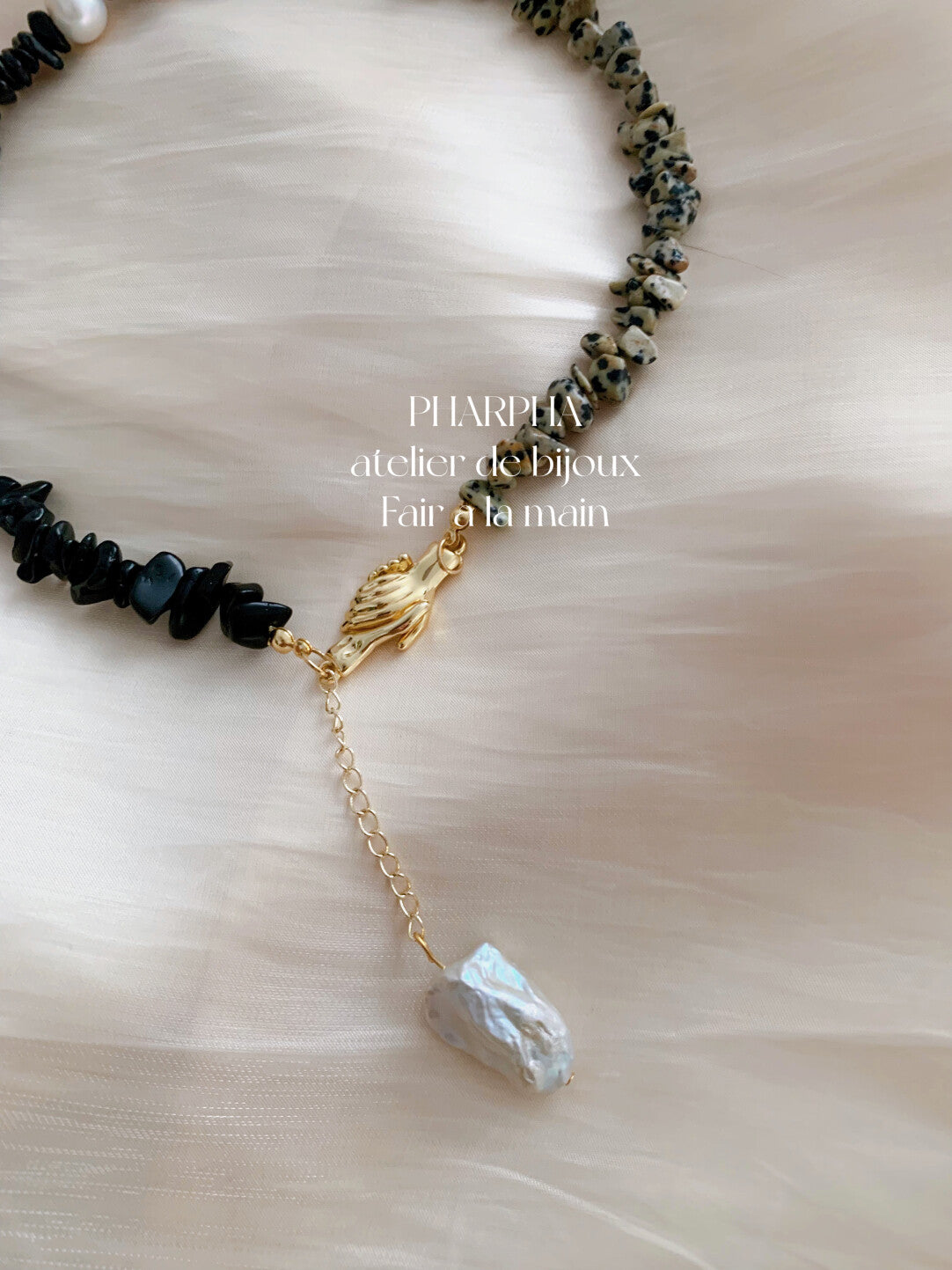 Pharpha Black Onyx Baroque Pearl Necklace