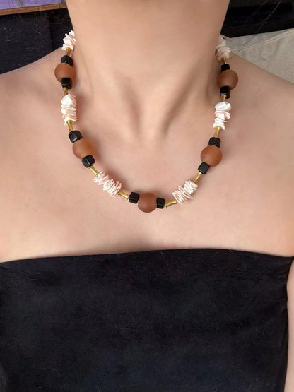 Pharpha Ebony Shell Glass Necklace