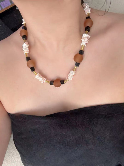 Pharpha Ebony Shell Glass Necklace