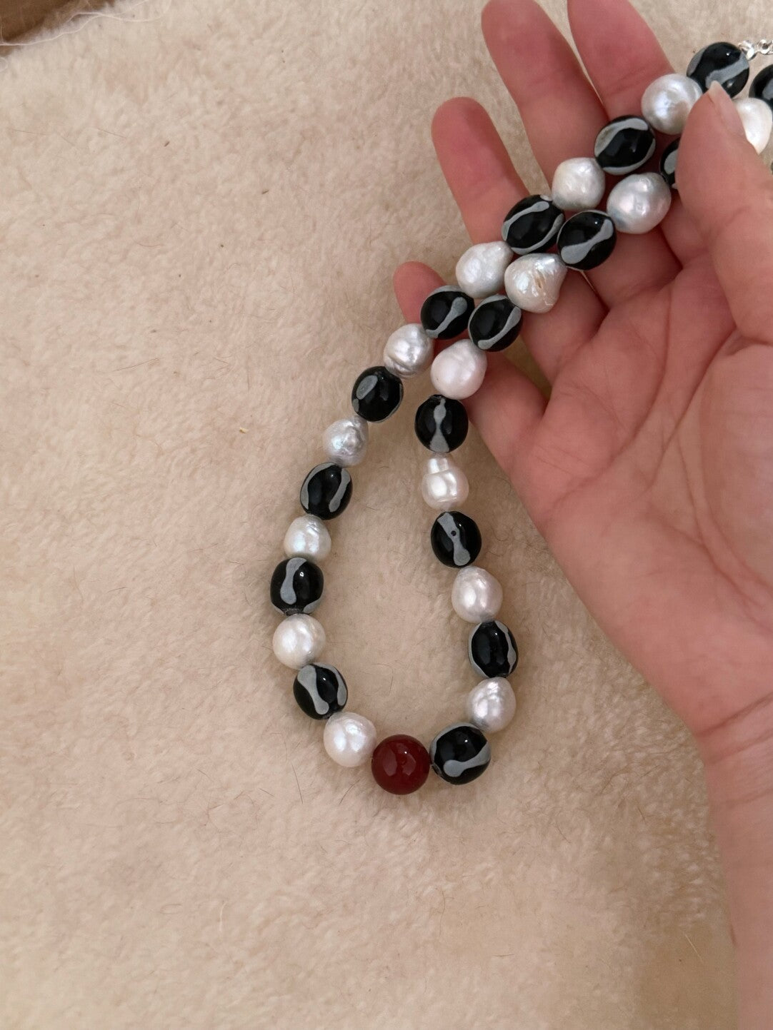 Pharpha Glass Baroque Pearl Red Agate Necklace