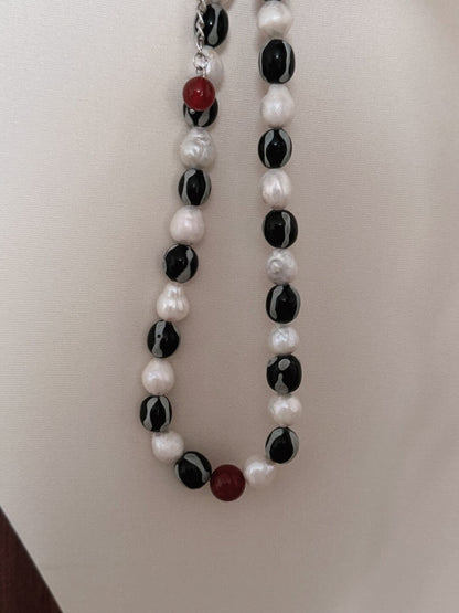 Pharpha Glass Baroque Pearl Red Agate Necklace