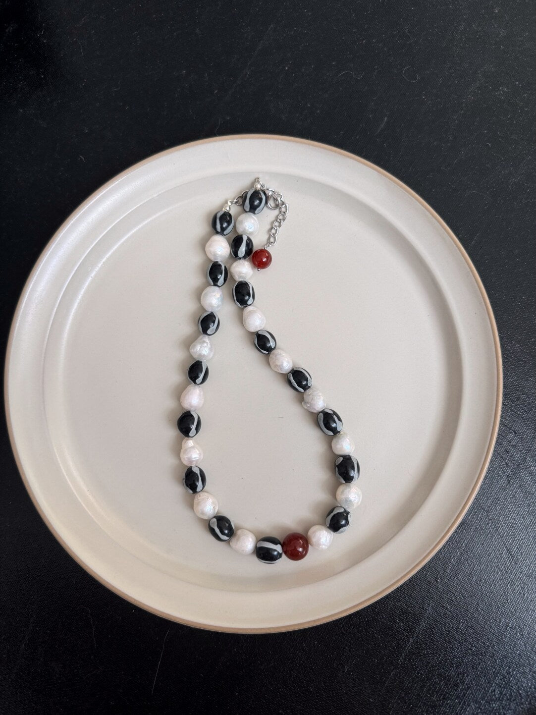 Pharpha Glass Baroque Pearl Red Agate Necklace