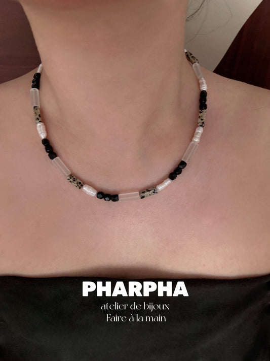 Pharpha Glass Crystal Keshi Pearl Necklace