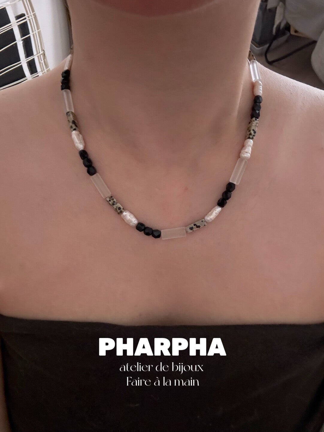 Pharpha Glass Crystal Keshi Pearl Necklace