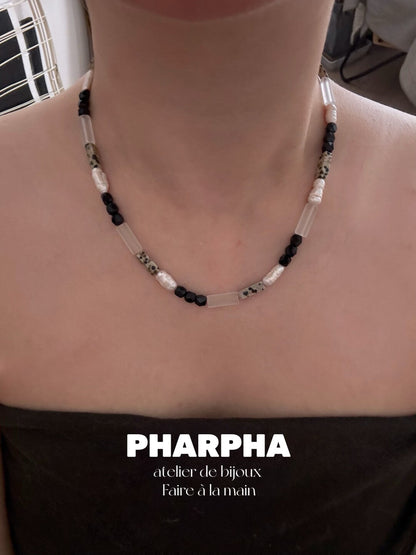 Pharpha Glass Crystal Keshi Pearl Necklace