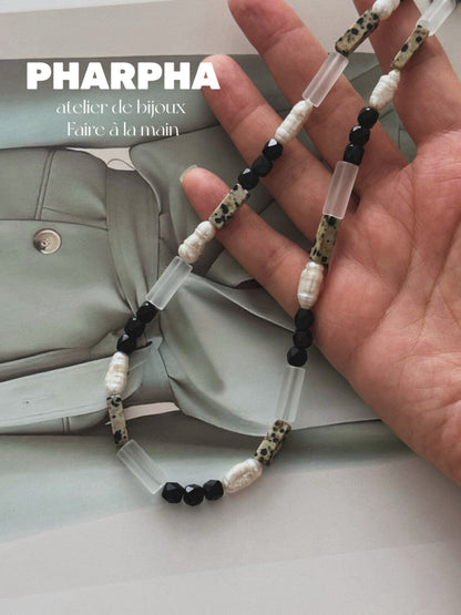 Pharpha Glass Crystal Keshi Pearl Necklace