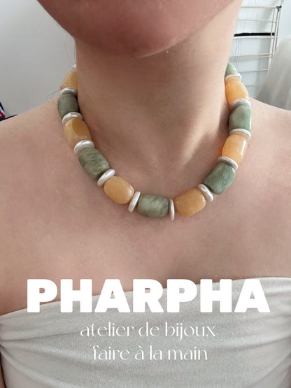 Pharpha Natural Jade Baroque Pearl Necklace