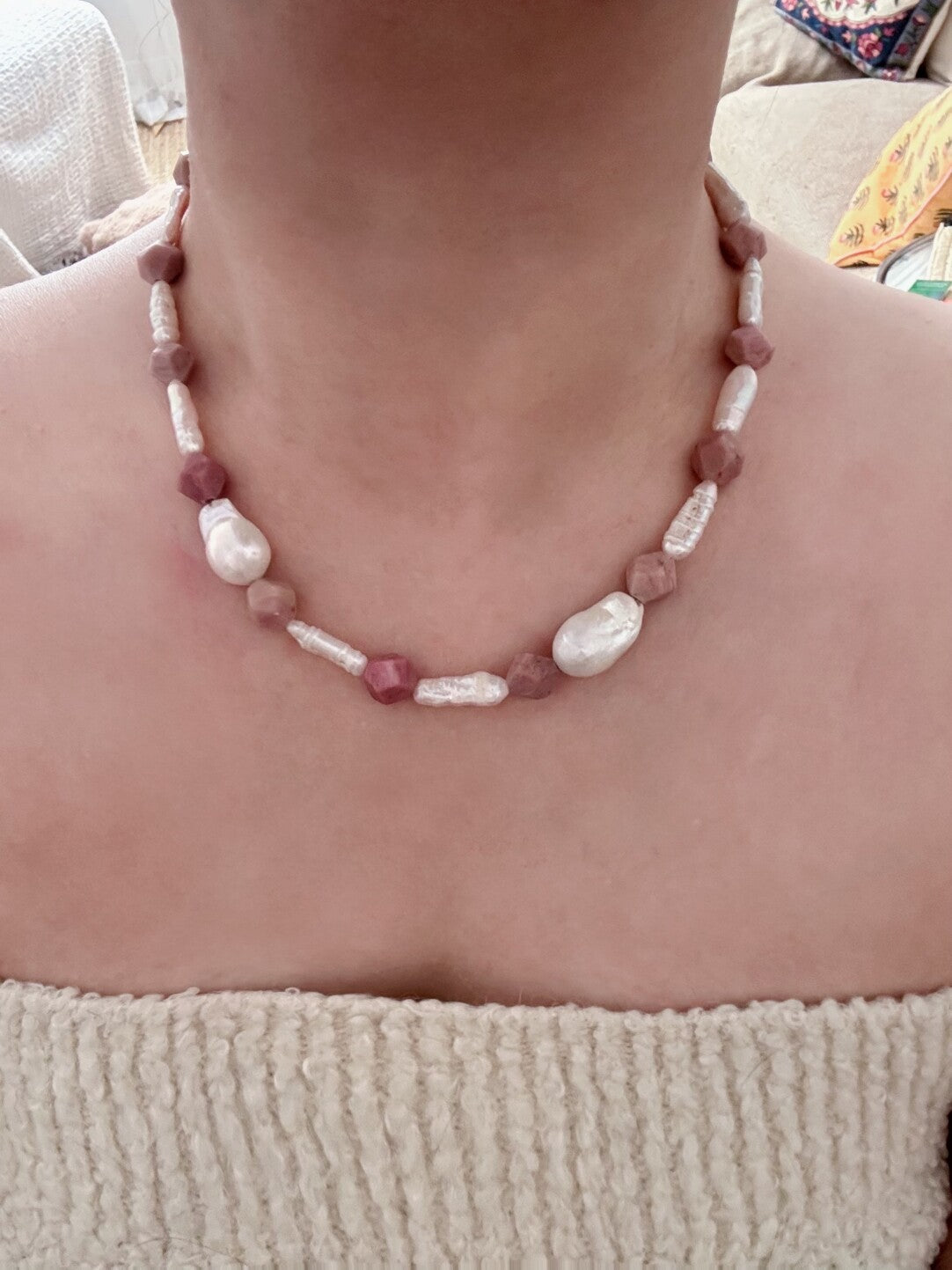 Pharpha Rhodonite Pearl Necklace
