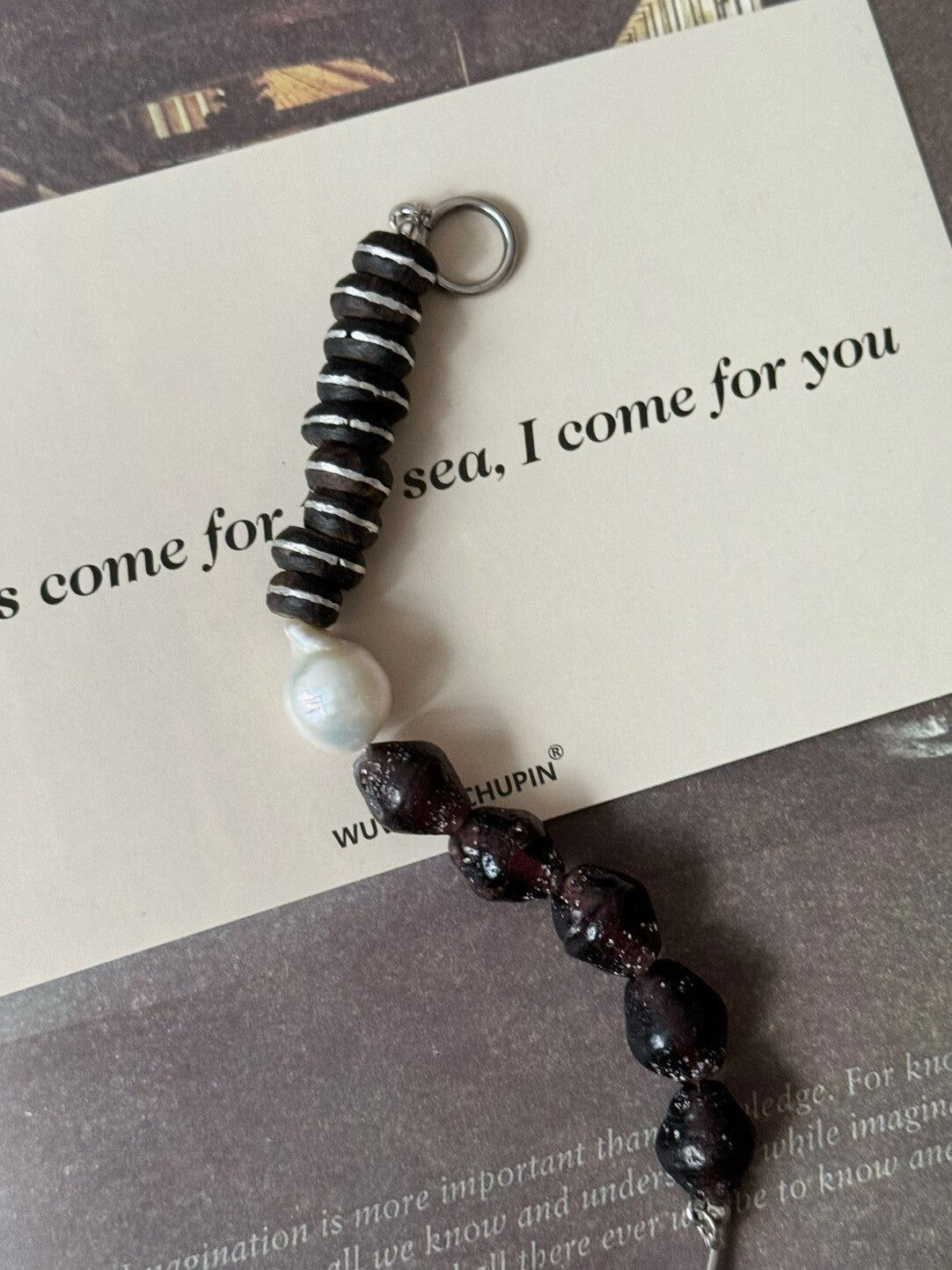 Pharpha Vintage Glass Ebony Pearl Bracelet