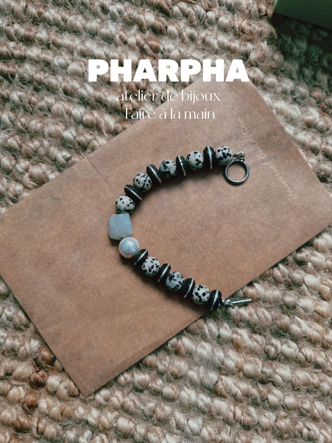 Pharpha Vintage Natural Stone Ebony Baroque Pearl Bracelet