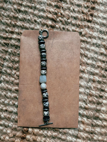 Pharpha Vintage Natural Stone Ebony Baroque Pearl Bracelet