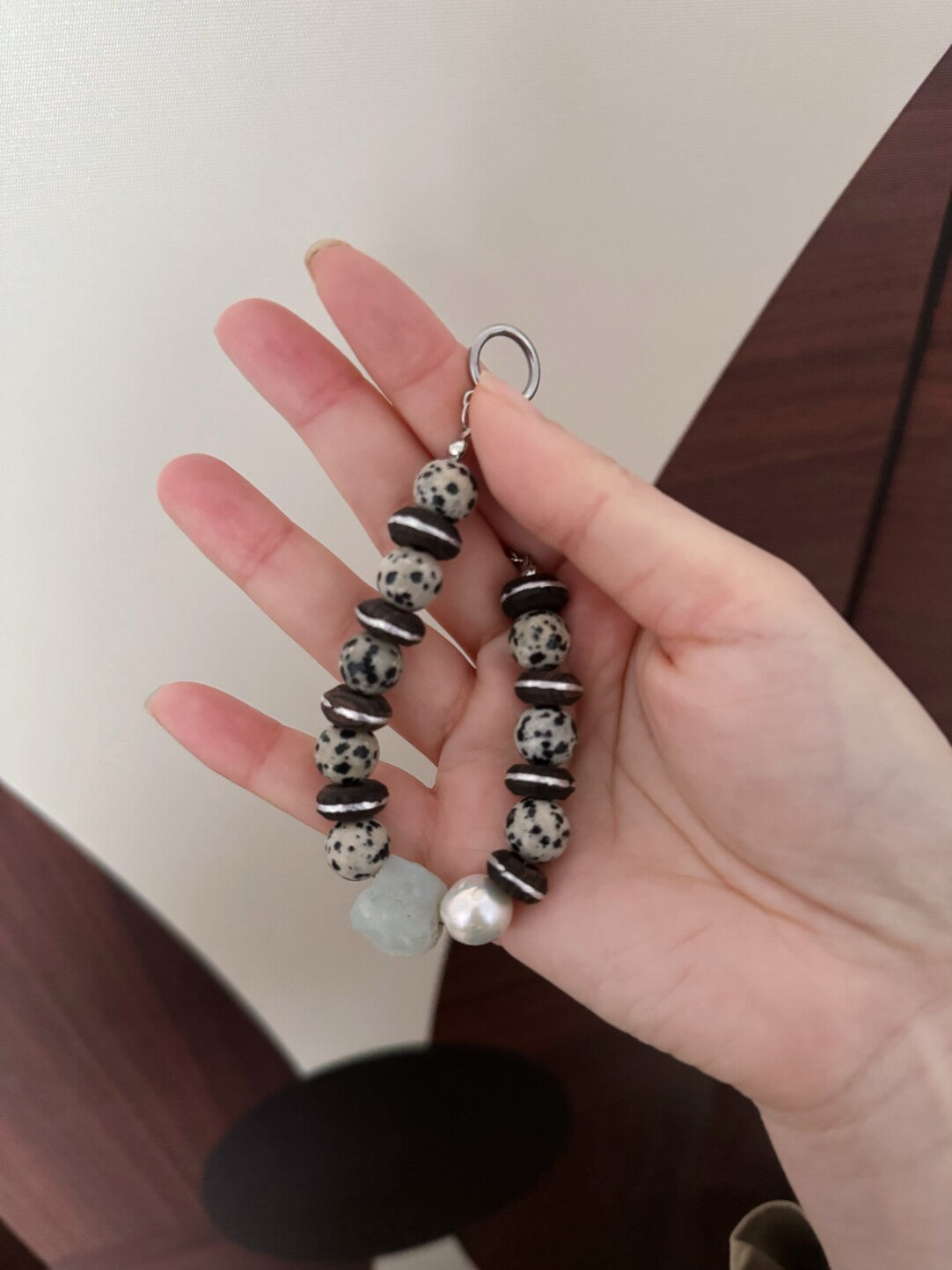 Pharpha Vintage Natural Stone Ebony Baroque Pearl Bracelet